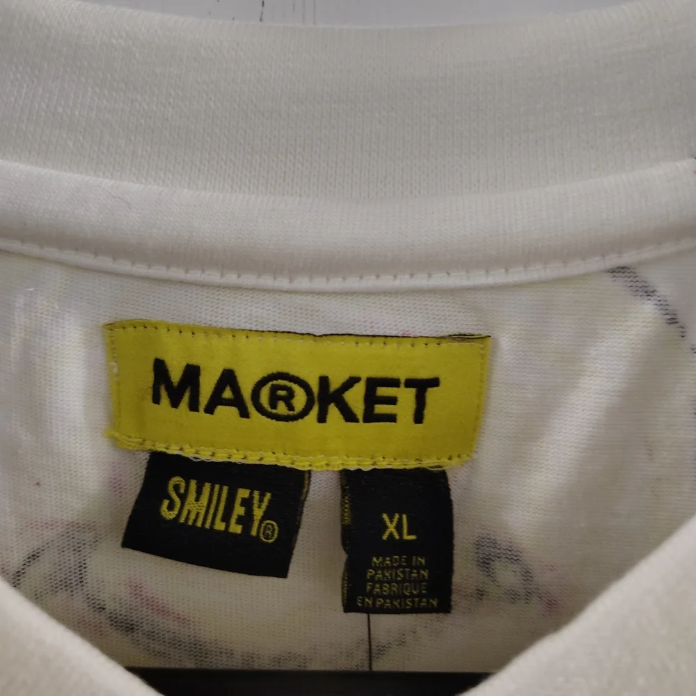 Market Colouring Book Smiley Tee | Size XL | All-Over Print | 100% Cotton